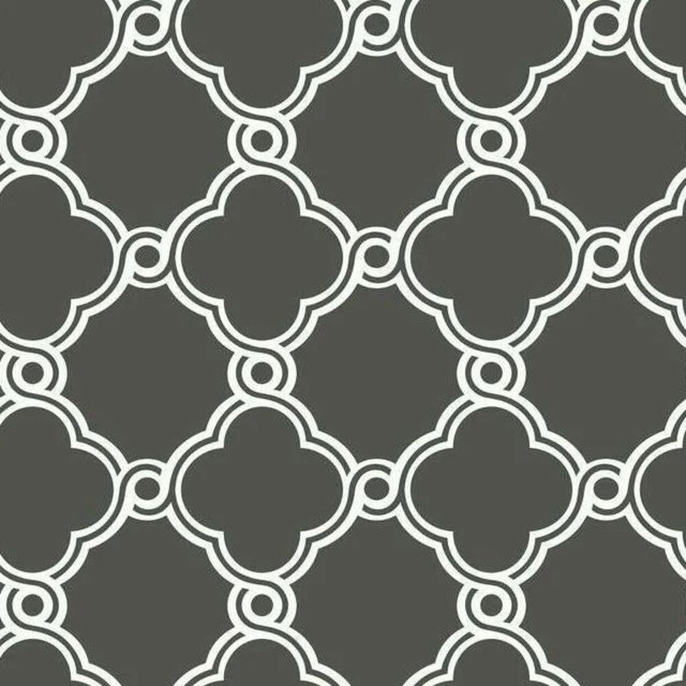 YORK Open Trellis Prepasted Wallpaper 60 sq ft Charcoal Gray White AP7490 NIP